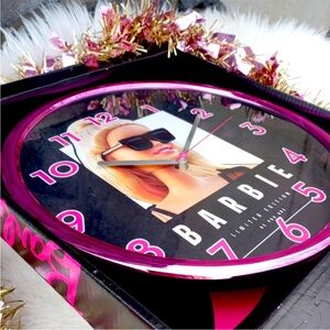 Barbie Limited Edition Metallic Hot Pink & Black Wall Clock